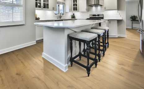 laminate flooring in white kitchen